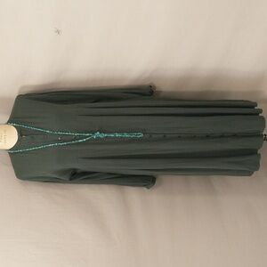 Unstructured Casual Dress by Eileen Fisher USA made Tencel blend Dark Green